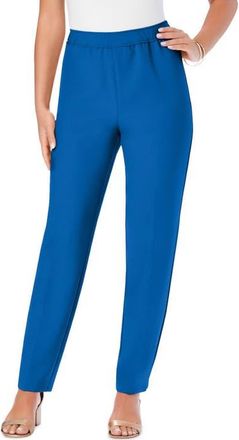 Roaman's Petite Plus Size Classic Bend Over Structured Straight Leg Pull-On Pant in Vivid Blue at Nordstrom, Size 40Short