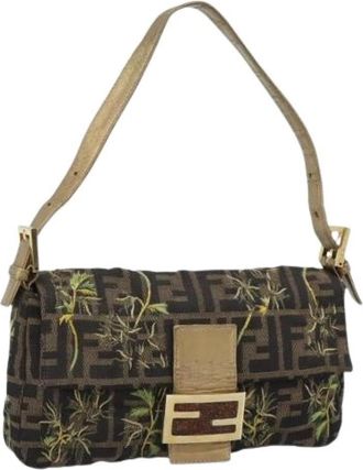 Fendi Pre-owned Zucca Canvas Shoulder Bag - Dames - Vintage Schoudertas - Bruin - ONE Size - Leer - Vintage