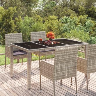 vidaXL Mesa De Jard&iacute;n Superficie De Vidrio Rat&aacute;n Pe Gris 150x90x75 Cm Vidaxl