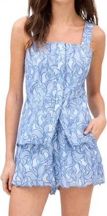 Allison Embroidered Lainey Tank Top In Blue Steel
