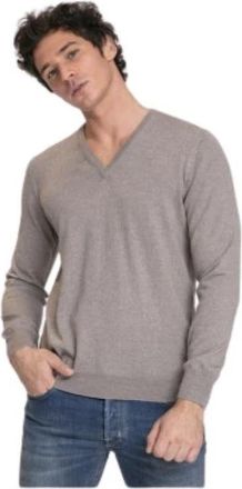 Gran Sasso Gebreide kleding - Heren - V-hals truien - Bruin - XL - Wol - Truien & Vesten