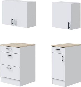 Dmora Set mobili per lavanderia Sesleria, Composizione lavanderia moderna, Soluzione salvaspazio per zona lavaggio, Bianco e Rovere - Dmora