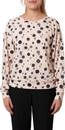 Cyrus Drop Shoulder Dot French Terry Sweater in Pastel Pink/Black at Nordstrom Rack, Size X-Large