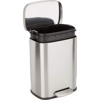 OEM Papelera Rectangular Con Pedal Antimanchas Para Ba&ntilde;o, Dormitorio O Sal&oacute;n, Cierre Suave, Acero Inoxidable Cepillado, 12 L, Acabado N&iacute;quel Satinado, 29 