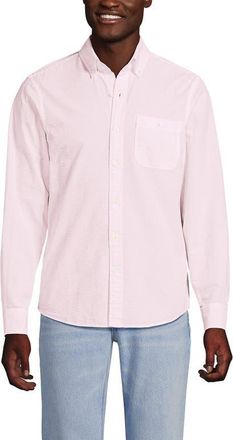 Lands End Long Sleeve Seersucker Shirt in Sea Salt Pink Stripes at Nordstrom, Size Xx-Large