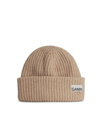 Ganni Beige Wool Beanie