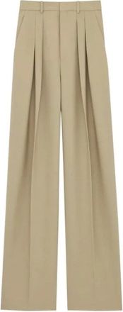 Saint Laurent Wide Trousers, female, Beige, Size: S Pantalon Version Droit