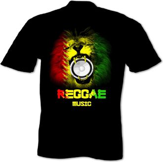 Bang Tidy Clothing Mens Rasta Reggae Music Lion T Shirt Black L