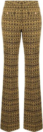 Alessandra Rich graphic-print tailored trousers - women - Wool/Cotton/Metallized Polyester/Viscose/Polyester/Polyamide/Viscose - 40 - Yellow