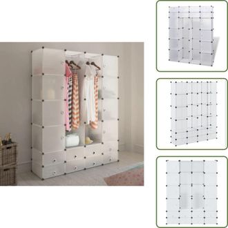 vidaXL The Living Store Armadietto Modulare 18 Scomparti Bianco 37 x 146 x 180,5 cm - Armadio per bambini