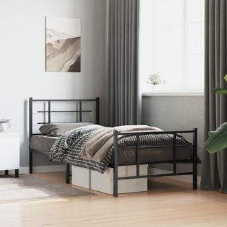 vidaXL Giroletto Con Testiera E Pediera Metallo Nero 90x200 Cm - Vidaxl