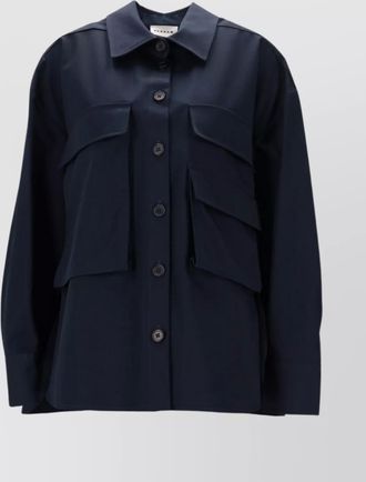 Parosh long sleeve collared shirt with pleated back