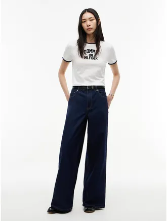 Tommy Hilfiger Womens High-Rise Wide Leg Jean - Rinse New Doreen - 28W x LongL