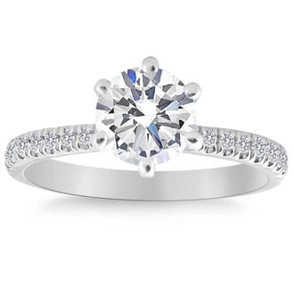 Pompeii3 1.90Ct Side Halo Round Diamond Engagement Lab Grown in White or Yellow Gold