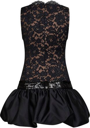 Self Portrait Womens Lace Mini Dress With Bubble Hem Black Polyester
