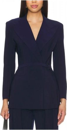 Norma Kamali Klassiek Double Breasted Jasje - Dames - Blazers - Blauw - S - Leer - Jassen