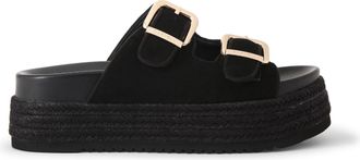 Carvela Womens Perla Flatform Sandals - Black Fabric - Size UK 4