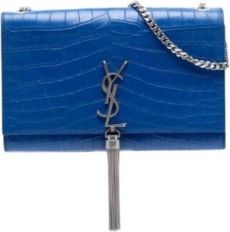 Saint Laurent Pre-owned Clutches, female, Blue, Size: ONE SIZE Pre-owned The Kate Crossbody Bag