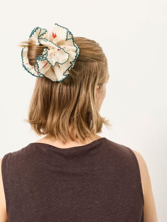 Fat Face FatFace Cream Embroidered Scrunchie