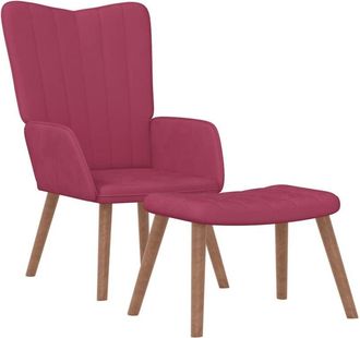 vidaXL Sill&oacute;n De Relax Con Taburete Terciopelo Rojo Tinto Vidaxl