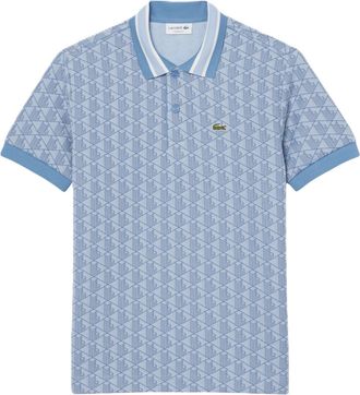 Lacoste Light Blue Monogram Jacquard Polo