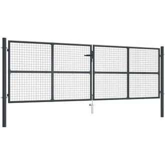 vidaXL Cancello per Giardino in Acciaio Zincato Grigio 400x175 cm