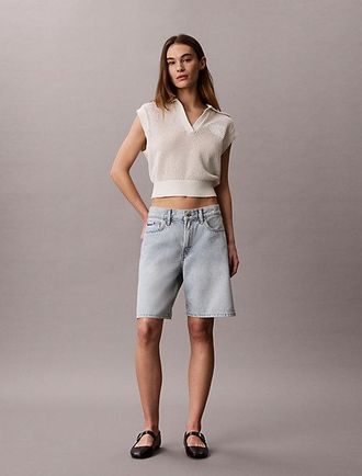 Calvin Klein Chaleco cropped de punto de ganchillo estilo polo