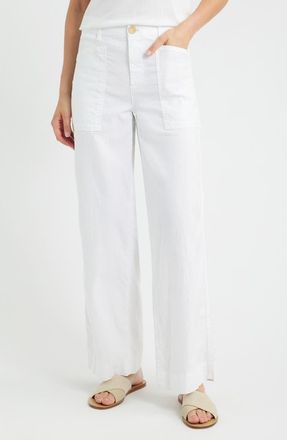 Frank & Eileen Wide Leg Pants in White Preformance Linen at Nordstrom, Size 14
