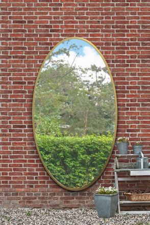 MirrorOutlet Gold Metal Framed Oval Garden Wall Mirror 79 X 44 (200 x 112CM) | Size: 1 Pack
