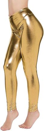 Generic Womens Shiny Metallic Leggings - Disco Party Pants for Ladies, Stretch Wet Look Trousers for Festival, Dance & Fancy Dress Outfits - Sizes S-2XL (as8,