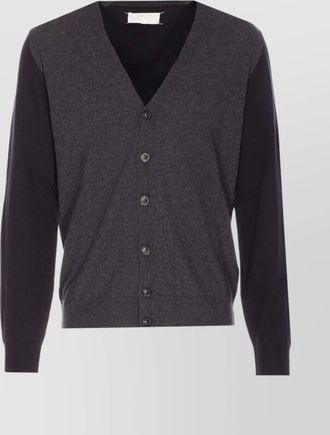 Maison Margiela v-neck long sleeve cardigan with elbow patches