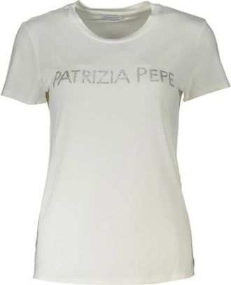 Patrizia Pepe Sprankelend T-shirt met Ronde Hals - Dames - T-shirts - Wit - XS - Tops