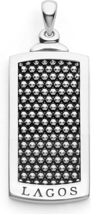 Lagos Mens Anthem Caviar Beaded Tag Amulet in Silver at Nordstrom