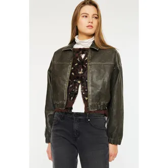 Kancan Nova Bomber Jacket in Dark Olive at Nordstrom, Size X-Large
