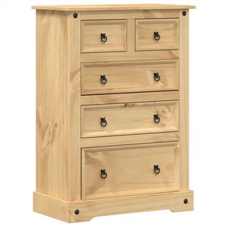 vidaXL C&oacute;moda Cajonera Corona Madera Maciza De Pino 80x43x114 Cm Vidaxl