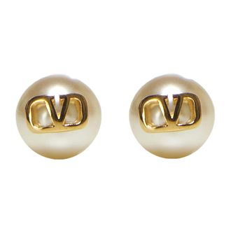 Valentino Garavani Earrings, female, Yellow, ONE SIZE, Gold Butterfly Earrings with White Pearls