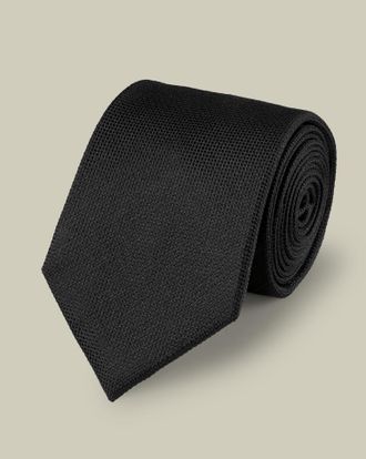 CHARLES TYRWHITT Silk Textured Tie - Black Size OSFA by Charles Tyrwhitt
