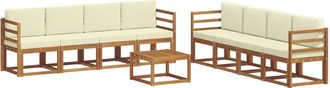 vidaXL Conjunto De Sof&aacute;s De Exterior 9 Uds. Natural Y Crema Vidaxl
