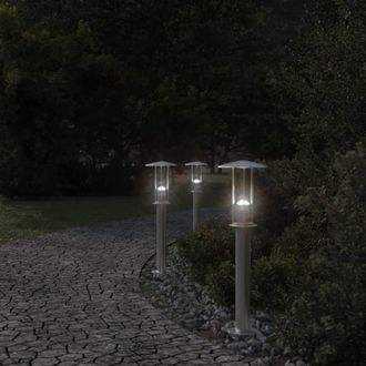 Berkfield Home Outdoor Floor Lamps 3pcs Silver 60 cm Stainless Steel