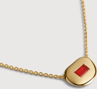 Monica Vinader Gold Gemdrop Soft Oval Chain Necklace Red Onyx