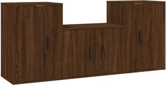 vidaXL Vidaxl - Set De Muebles Para Tv 3 Pzas Madera Contrachapada Roble Marr&oacute;n