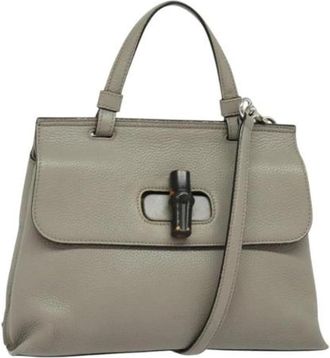 Gucci Pre-owned leren handtas - Dames - Vintage Handtas - Grijs - ONE Size - Leer - Vintage