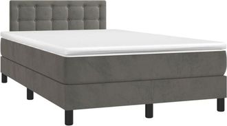 vidaXL Vidaxl - Cama Box Spring Colch&oacute;n Y Led Terciopelo Gris Oscuro 120x190 Cm