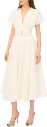 CeCe by Cynthia Steffe Double Belt Midi Dress in Sweet Ivory at Nordstrom, Size X-Small