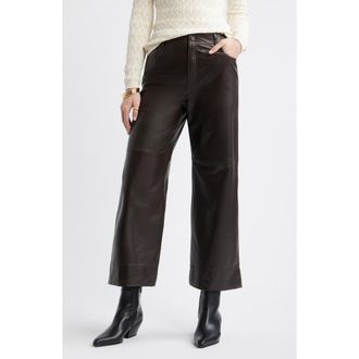 Treasure & Bond Leather Crop Wide Leg Pants in Brown Torte at Nordstrom, Size 12