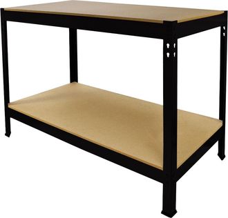 MonsterShop Monster Racking - Tavolo Da Lavoro Nero Q-rax Senza Bulloni In Acciaio E Mdf 90x120x60cm Per Garage, Officina E Magazzino