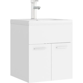 vidaXL vidaXL Mobile Bagno con Lavabo Integrato Bianco in Legno Multistrato