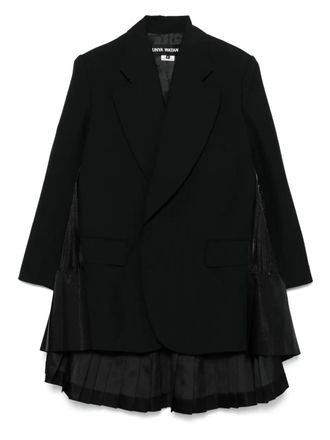 Junya Watanabe pleat-detail blazer - women - Polyester/Wool/Nylon/Cupro - M - Black