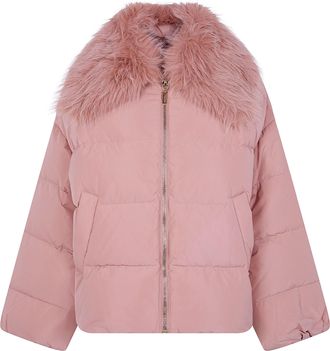 Twin-Set Windbreaker Faux Fur Neck Puffer Jacket