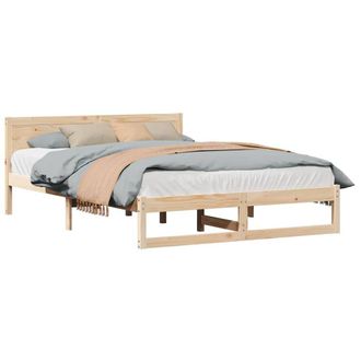 Berkfield Home Elegant Bed Frame Natural Wood Solid Pine Wood 160 x 200 cm Durable in Beige